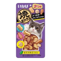 INABA лакомство запеченное для кошек Yakimiksu ассорти со вкусом кацуобуси, куриного бульона и кальмара, 25 г