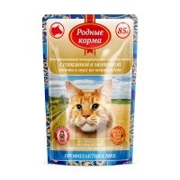 Родные корма пауч для кошек, говядина и морковь профилактика МКБ