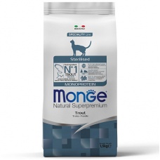 Monge Cat Monoprotein Sterilised Trout корм для стерилизованных кошек с форелью 1,5 кг + В ПОДАРОК беззерновой корм из тунца для стерил. кошек 1,5 кг