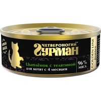 Четвероногий Гурман Golden консервы для котят Цыпленок с телятиной в желе